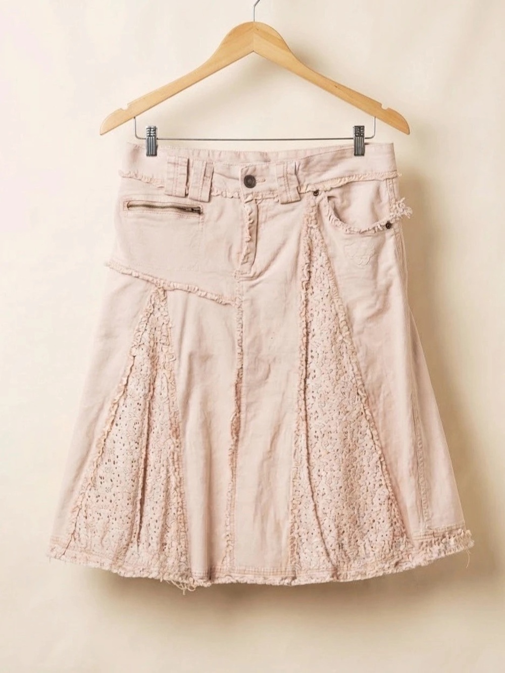 Sugar Pink Lace Panel A-Line Skirt